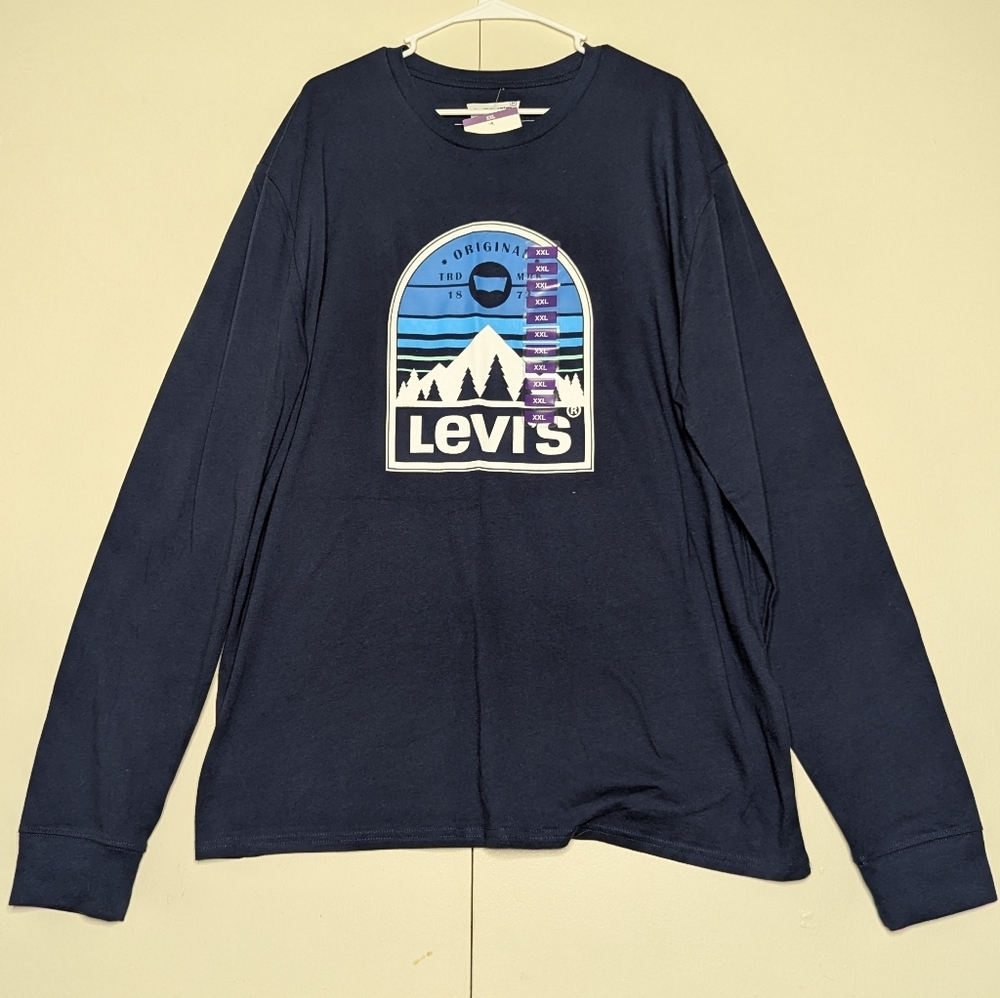 Levi's Blue Long Sleeve Graphic T-Shirt‎ Men's Size XXL